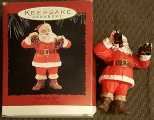 HALLMARK KEEPSAKE 1995 COCA-COLA SANTA REFRESHING GIFT ORNAMENT-NIB - Picture 1 of 7