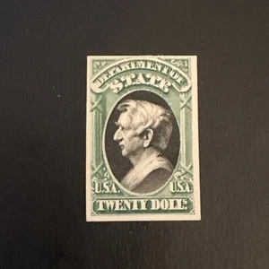 US Scott #O71P4 - $20 State Dept Wm Seward Plate PROOF on Card As Issued MH - Picture 1 of 2