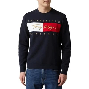 Tommy Hilfiger Hombre Sudaderas Firma Bandera Polar Jersey de Cuello Redondo - Imagen 1 de 28