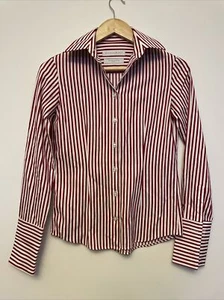 Ladies RHODES & BECKETT 100% Egyptian cotton pinstripe collared shirt size 4 - Picture 1 of 9