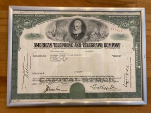 AMERICAN TELEPHONE AND TELEGRAPH COMPANY Aktie 20 Shares Nr. 65T287891 + Rahmen - Bild 1 von 1