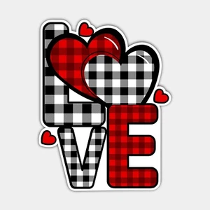 Liebe Karo Tartan gedruckt Aufkleber Vinyl Abziehbild Muster Herz Valentinstag Auto Fenster - Bild 1 von 1
