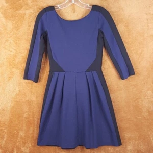 AMANDA UPRICHARD Dress Womens Small Blue Black Fit Flare Colorblock Ponte VBack - Picture 1 of 8