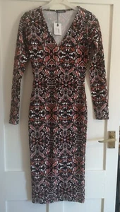Gorgeous Black Brown Bodycon Dress. BooHoo. Size 6. Boho Hippy Festival. BNWT - Picture 1 of 5