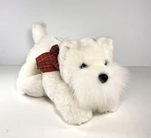 Vintage Aurora West Highland Terrier Dog Plush W/ Plaid Bow 12” Stuffed Animal - Picture 1 of 10