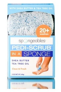 Spongeables 20+ Pedi-Scrub Foot Buffer - Soap Infused Sponge (OCEAN BREEZE) - Picture 1 of 4