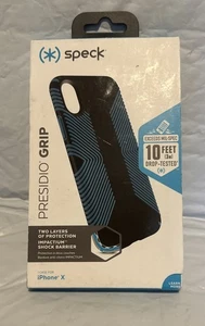 Speck - Custodia Presidio Grip per Apple® iPhone X - Nero/Blu Nettuno - Foto 1 di 3