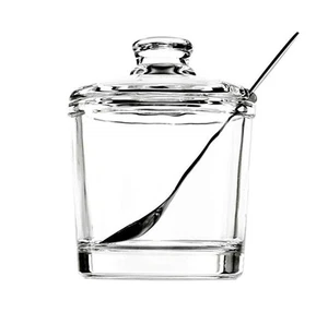 Glass Sugar Bowl Spice Jar with Lid and Stainless Steel Spoon Spoon - Picture 1 of 8