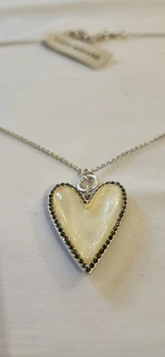 "Collar corazón piedras circonita plateada madreperla marca Lucky 30"" con etiqueta" Foto 1 de 4