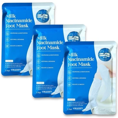 3x Milk Niacinamide Moisturising Foot Mask Brighten feets Repair Moisturise Long - Image 1 of 4