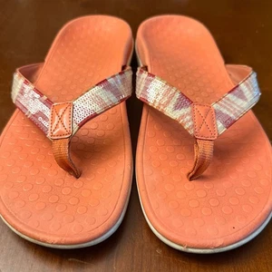 Vionic sandals Tide Sequin coral women's flip flops US 11 orthotic comfort - Picture 1 of 15