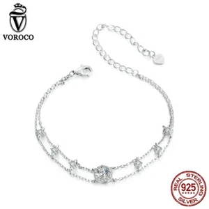 Pulsera de cadena de moissanita brillante de 0,5 quilates de plata de ley 925 para mujer VOROCO - Imagen 1 de 15