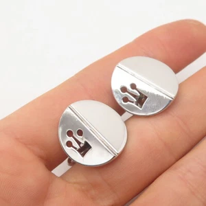925 Sterling Silver Vintage Swank Crown Accent Cufflinks - Picture 1 of 9