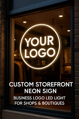 Letrero de neón personalizado para escaparate - Luz LED con logotipo de empresa para tiendas y boutiques Foto 1 de 4