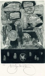 Original Surrealistic Art Print Etching Ex libris, Konstantin Antioukhin - Picture 1 of 3