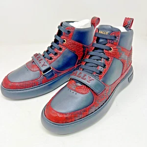 BALLY Merryk Leather High Top Sneakers Red Black US 10 - Picture 1 of 13