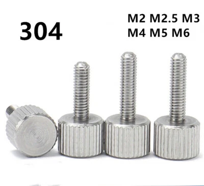 304 Stainless Steel Thumb Screws Knurled Flat Head M2 M2.5 M3 M4 M5 M6 - Image 1 of 4