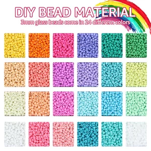 12758Pcs Glass Beads for Jewelry Making Kit 24 Color 3mm Small Glass Beads InoVm - Picture 1 of 12