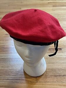 Vintage Classic Red Wool Beret One Size Adult Made in Italy