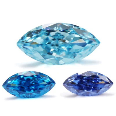 AAAAA Crushed Ice Cut CZ Marquise MultiBlue Cubic Zirconia Manual Loose Gemstone - Image 1 of 4