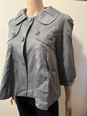 Vertigo Jacket Blazer Gray Size S  Cotton Nylon Button Ruffles Front Pockets - Image 1 of 4