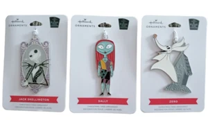 Juego de 3 adornos de metal Hallmark Pesadilla antes de Navidad Jack Sally Zero - Imagen 1 de 1