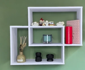 WHITE Lokken Multi Compartment Display Wall Floating Shelf Wall Decoration - Picture 1 of 6