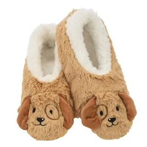 Womens Slippers Animal Furry Foot Pals - Puppy-White - Large - Picture 1 of 5