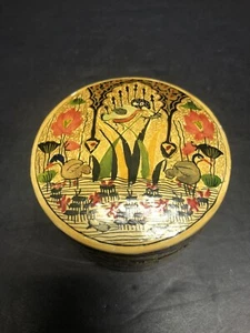 Vintage handbemalte Lackdose mit Deckel Made in India - Bild 1 von 8