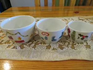 Crate & Barrel WINTER COLLAGE Christmas Nesting Bowls Set Of 3 Holiday Stockings - Picture 1 of 7