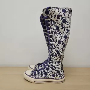 Converse All Star Paint Splash Splatter Knee High Tall Black Boots UK 3 EU 35 - Bild 1 von 17