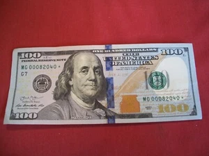 2013 $100.00 Bill Star Note With Triple 000s 82040 Serial Number, Fine Cond. - Picture 1 of 3