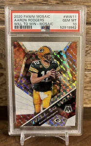 AARON RODGERS 2020 Panini Mosaic Will to Win Mosaic #11 PSA 10 GEM MINT - Picture 1 of 4