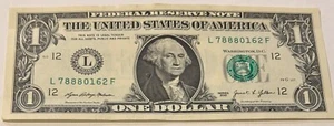 FEDERAL RESERVE NOTES $1.00 ONE DOLLAR CIRCULATED 3 EIGHTS 8'S CONSECUTIVE 2021 - Picture 1 of 2