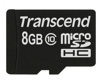 Transcend 8GB microSDHC CL10 high-speed memory card with SD adapter TS8GUSDHC10 - Image 1 of 3