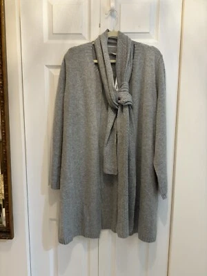 "Cárdigan gris Soft Surroundings con bufanda 100 % cachemir talla 1X longitud 36,5""" Foto 1 de 4