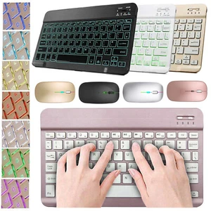 Universal 10" Backlit Wireless Keyboard&Mouse for Apple iPad 9.7"-12.9" Tablet - Picture 1 of 30