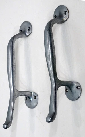 2 Vintage STEAMPUNK Industrial NICKEL OVER BRONZE Mid-Century Modern DOOR HANDLE Cover