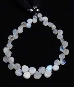 Natural Gem Rainbow Moonstone Rough Unpolished 5 to 8mm Size Heart Beads 8.5"