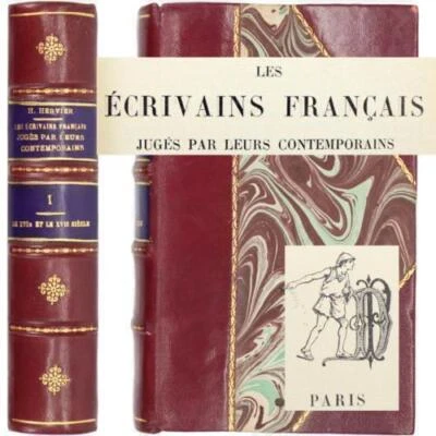 French Leather Fine Binding CORNEILLE MOLIERE PASCAL JEAN RACINE LA FONTAINE 20s - Image 1 of 4