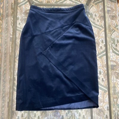 Vintage Piazza Sempione Pencil Skirt Navy Velvet Sz 42 2-4 Old Money Quiet Luxe - Image 1 of 4