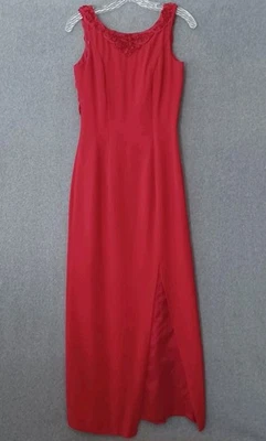Dave & Johnny Dress Womens 4 Red Sleeveless Ruffled Neckline Maxi Casual Dress Foto 1 de 4