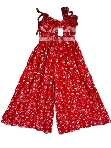 Mono Free People Color My World Rojo y Blanco Floral Pierna Ancha Para Mujer’s S Nuevo Con Etiquetas - Imagen 1 de 6