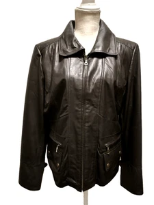 A.N.A New Approach Women Expresso Brown Genuine Lambskin Leather Moto Jacket XL - Picture 1 of 14
