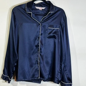 Victoria's Secret Navy Blue Satin Feel Pajama Set Women's Size Medium M - Picture 1 of 8