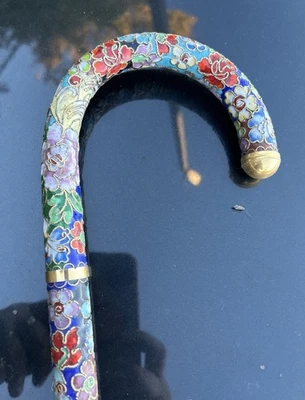 Asian Brass/metal Cloisonné Floral Enameled Women’s Walking Cane - Image 1 of 4