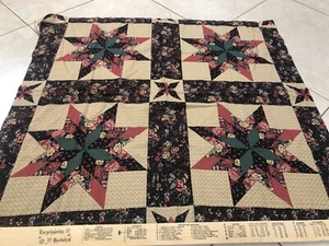 Pieced Calico Stars Plaid Cheaters Pillow Squares Fabric Panel Cranston 36x37 - Picture 1 of 1