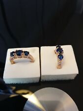 2.66ct BLUE SAPPHIRE & DIAMOND, 14K GOLD FILLED RINGS . M-O-Q-S-T. LAB/CREATED.
