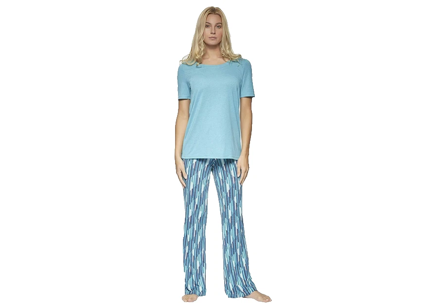 Felina Ladies' 2-piece Super Soft Knit Jersey Pajama Lounge Set Medium Blue