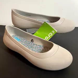 CROCS Gray Mammoth Leopard Ballet Flats Womens Sz 11 Slip On Soft Footbed - Picture 1 of 8